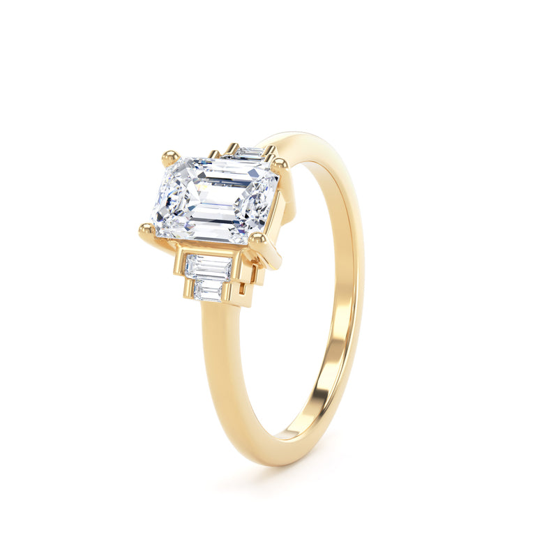 Emerald Yellow Gold 5 Stone Ring | M5E01