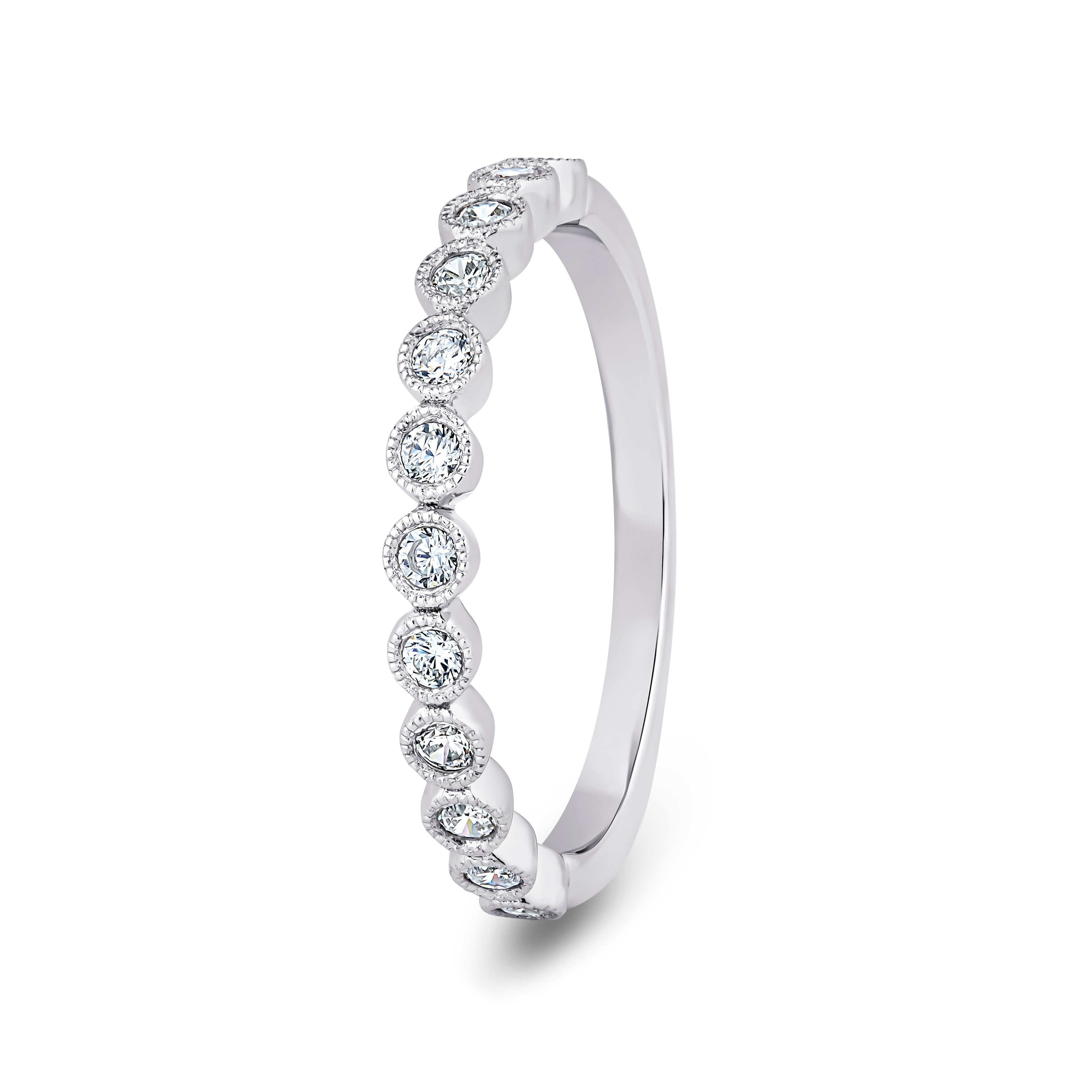 Round, Millgrain Bezel, Platinum Half Set Eternity Ring