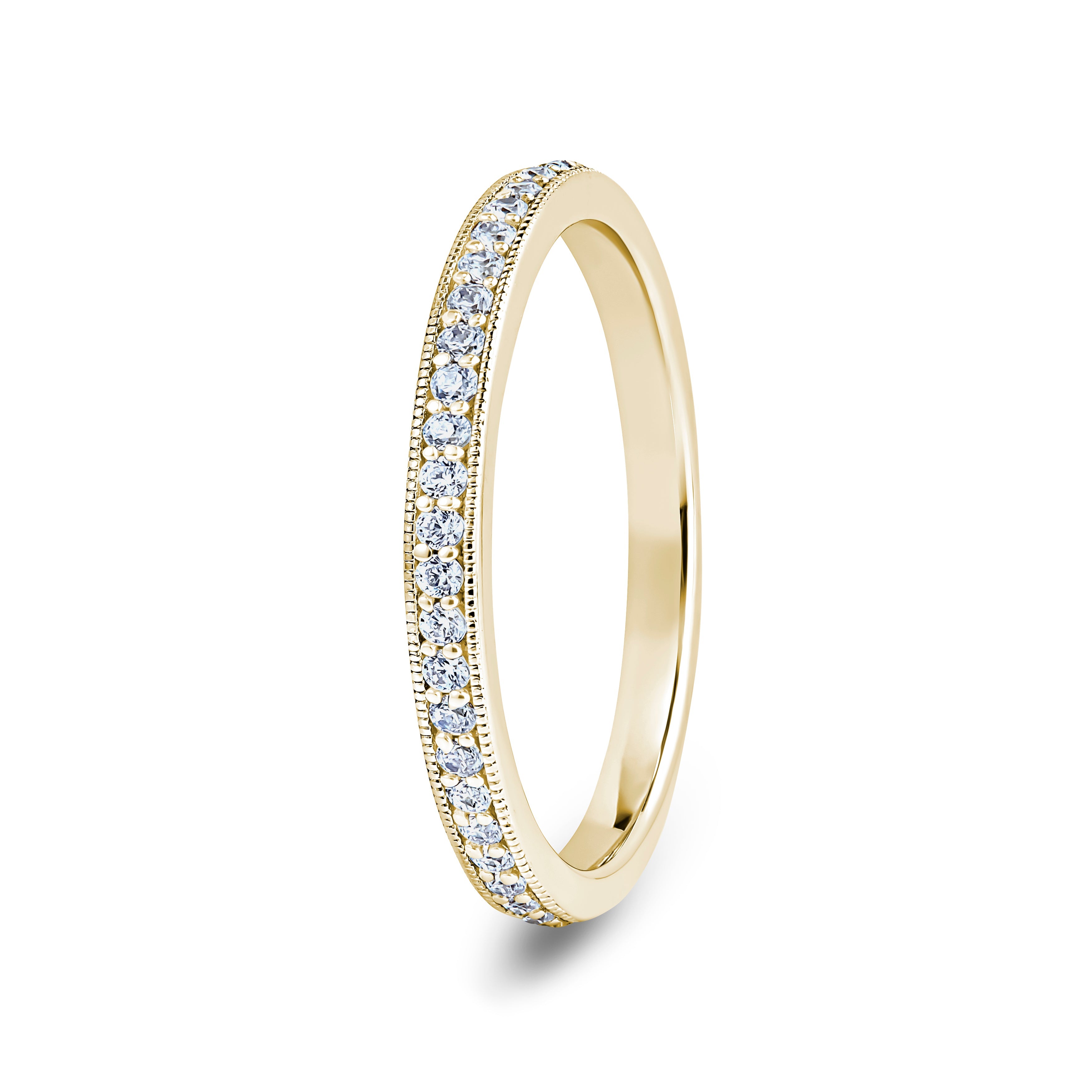 Round, Millgrain Channel, Yellow Gold Half Set Eternity Ring