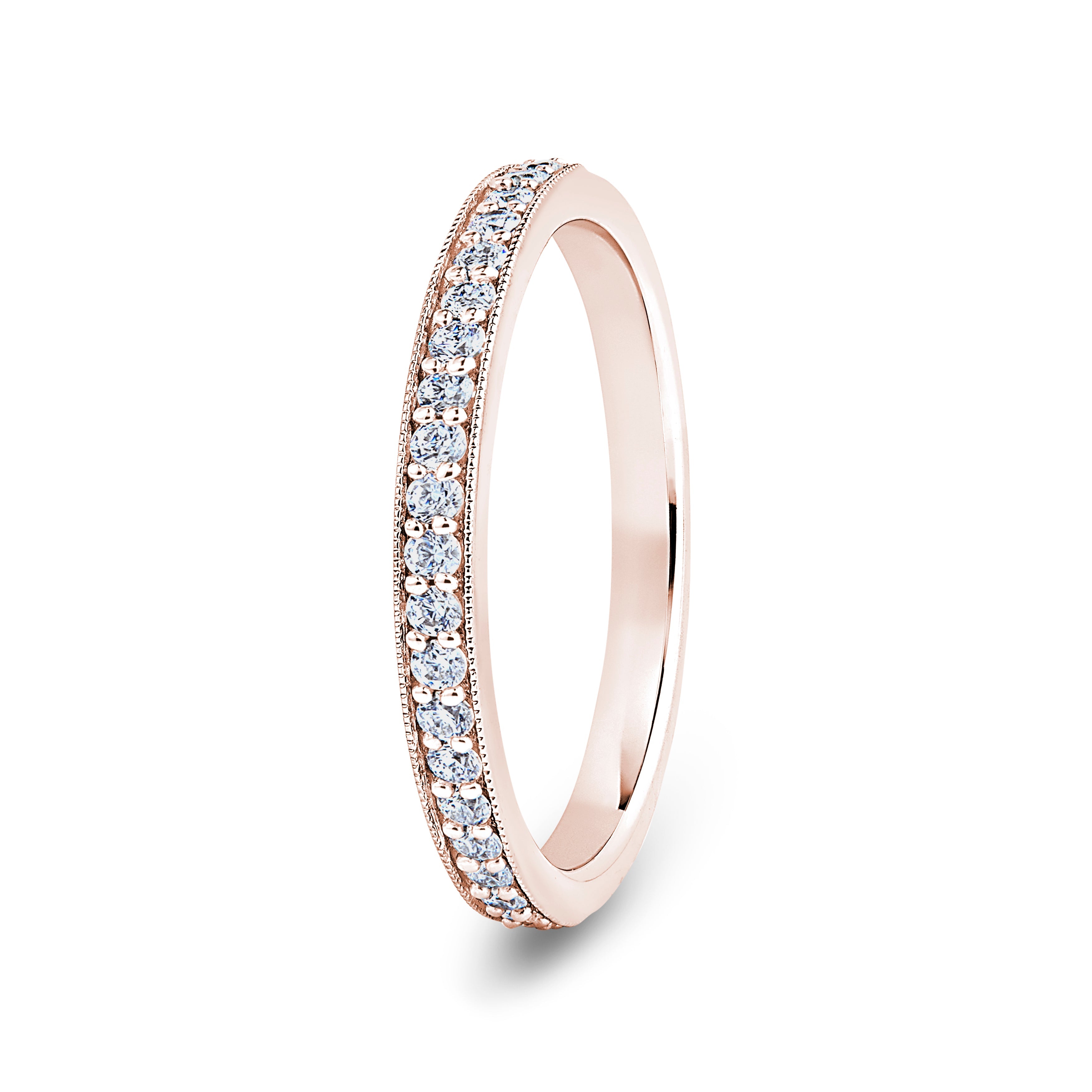 Round, Millgrain Channel, Rose Gold Half Set Eternity Ring