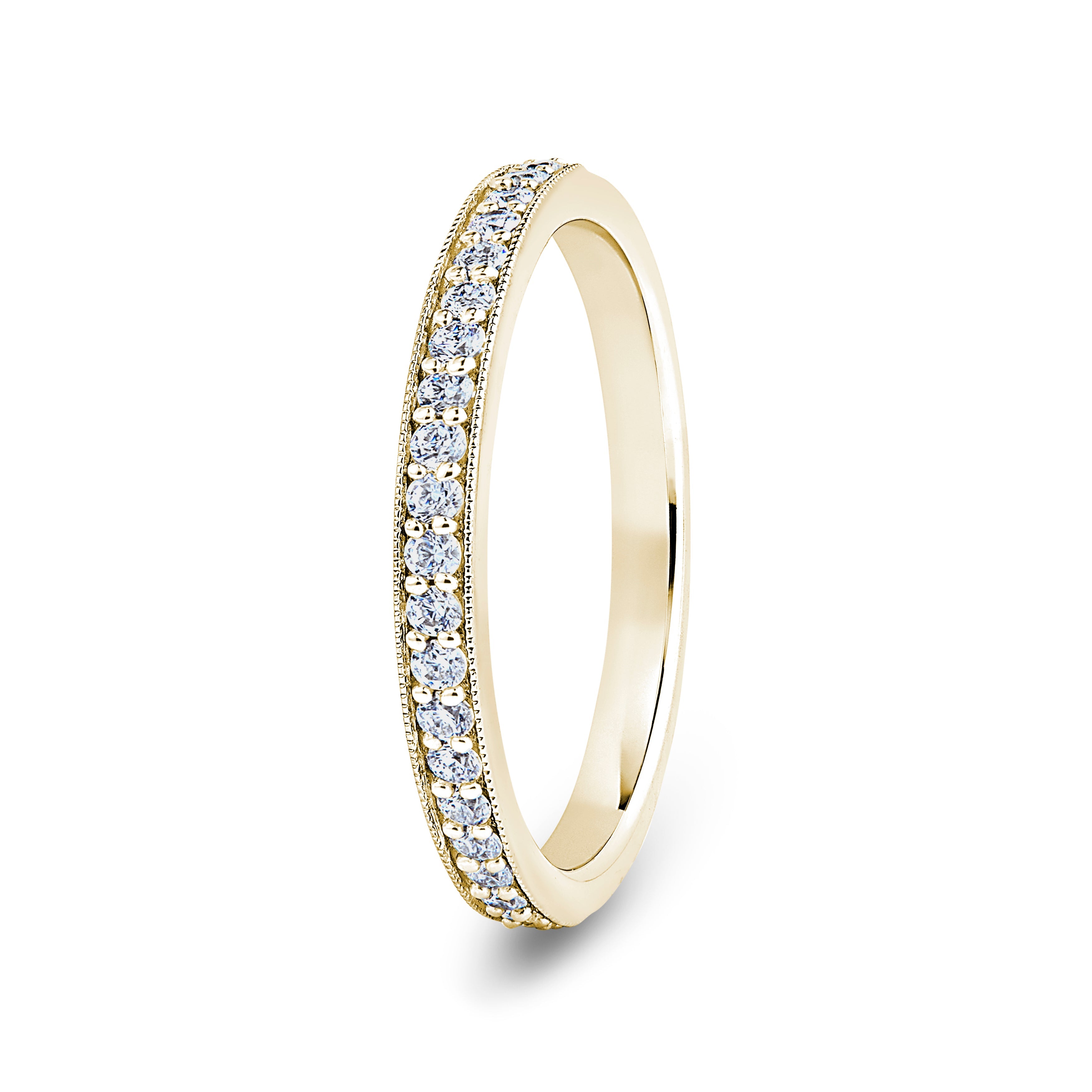 Round, Millgrain Channel, Yellow Gold Half Set Eternity Ring