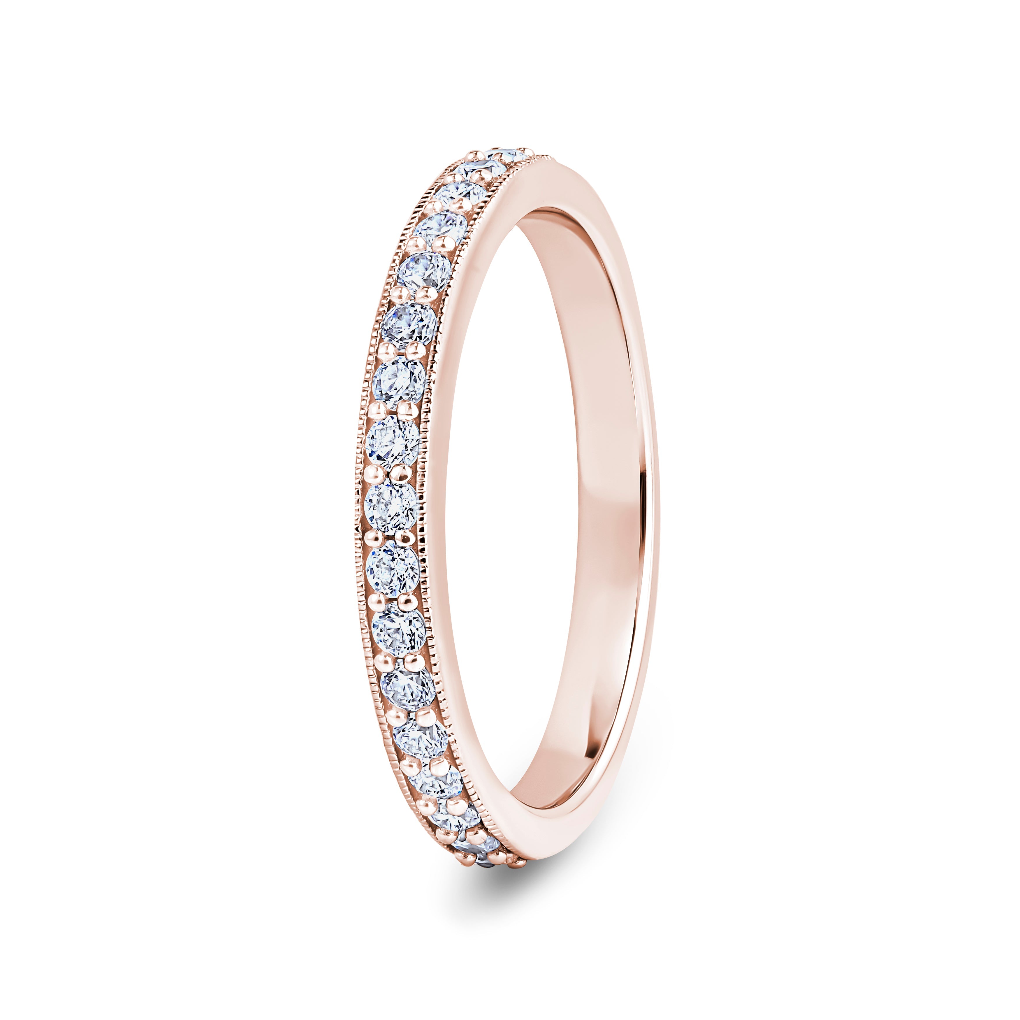 Round, Millgrain Channel, Rose Gold Half Set Eternity Ring
