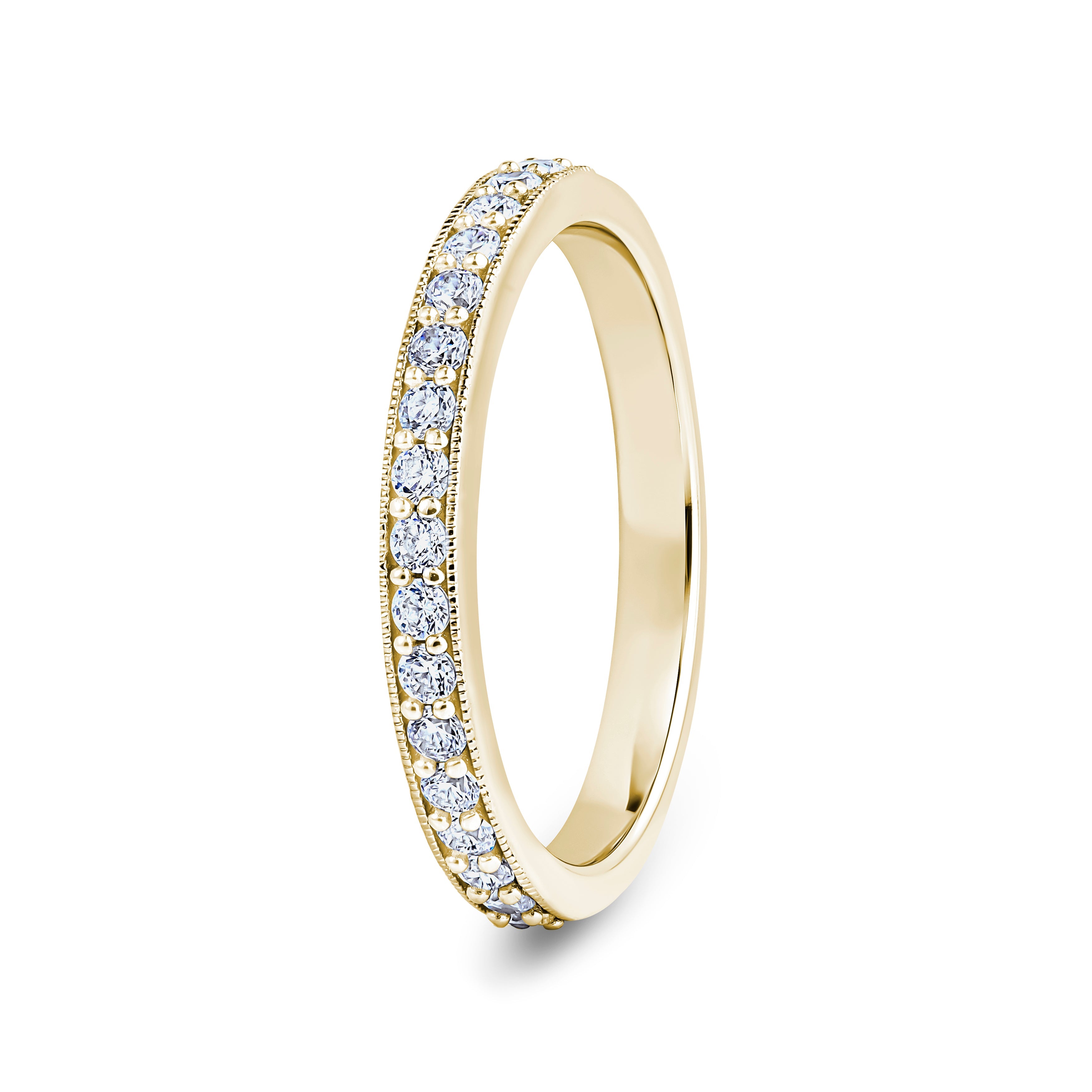 Round, Millgrain Channel, Yellow Gold Half Set Eternity Ring