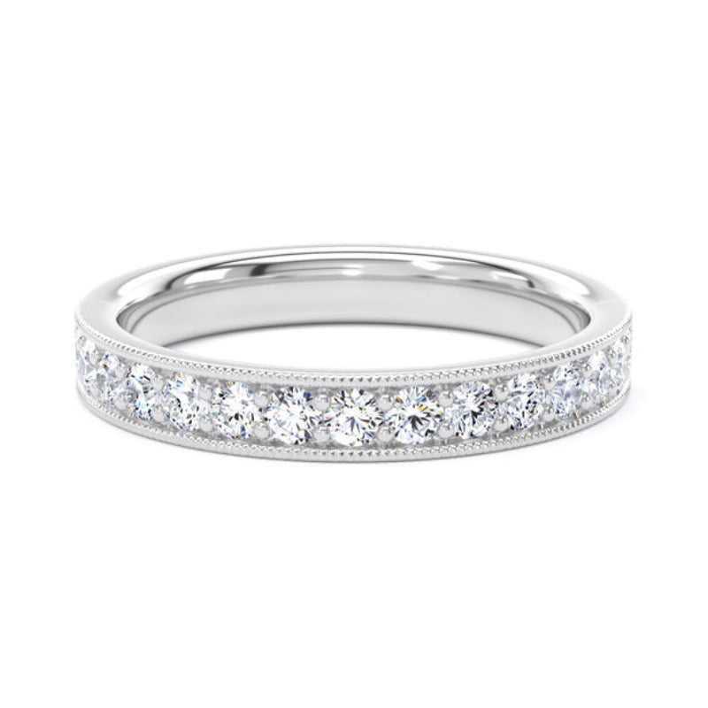 Round Diamond Ring, Millgrain Channel Eternity Ring | ET1218