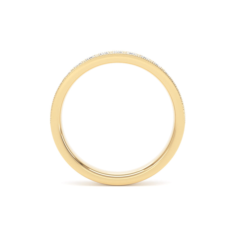 Round Diamond Yellow Gold Ring, Millgrain Channel Eternity Ring | ET1218
