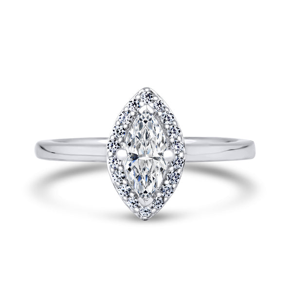 Halo Ring | White Gold, Marquise Diamond | MHP01 SMM