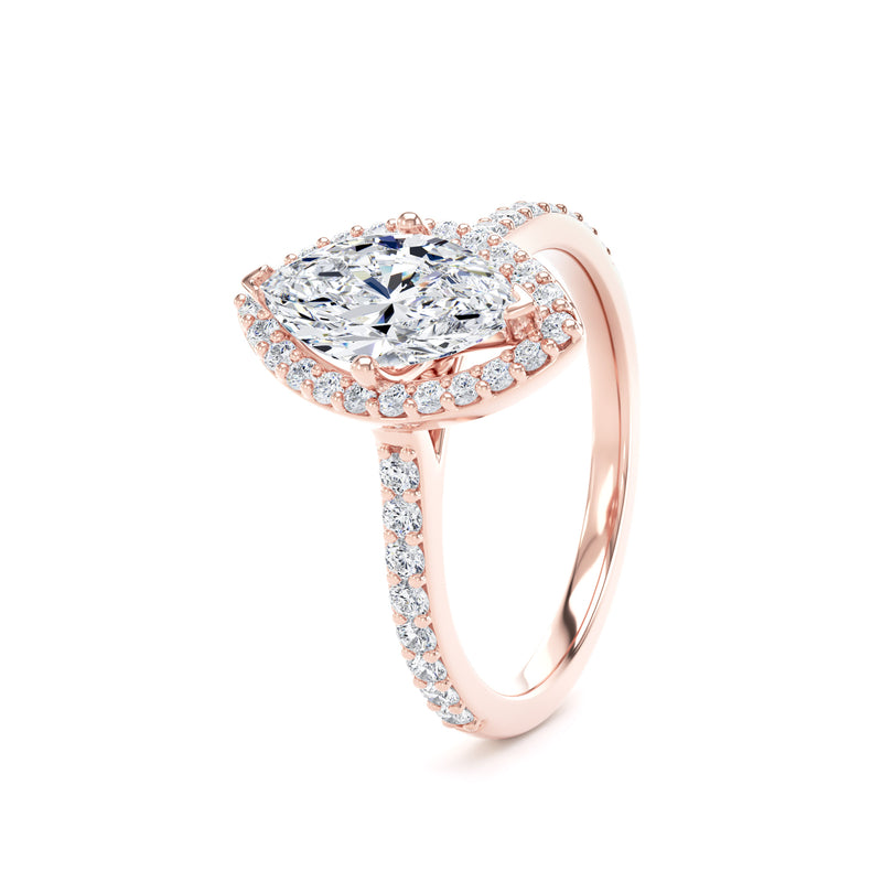 Halo Diamond Shoulder Ring | Rose Gold, Marquise Diamond | MHW01 SMM