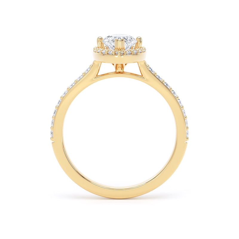 Halo Diamond Shoulder Ring | Yellow Gold, Marquise Diamond | MHW01 LGM
