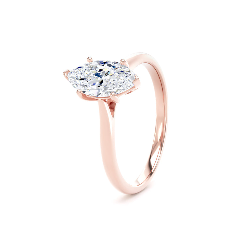 Marquise Diamond Rose Gold Ring, 6 Claw Solitaire | SMM MPP11