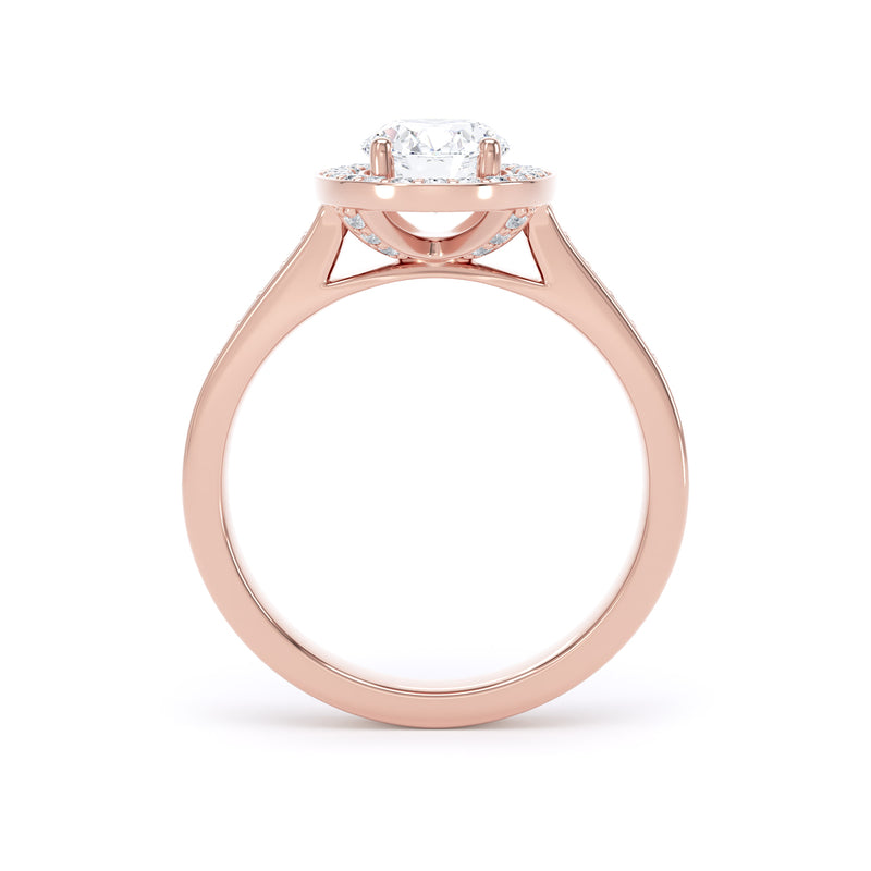 Halo Diamond Shoulder Ring | Rose Gold, Oval Diamond | OHG01 LGO