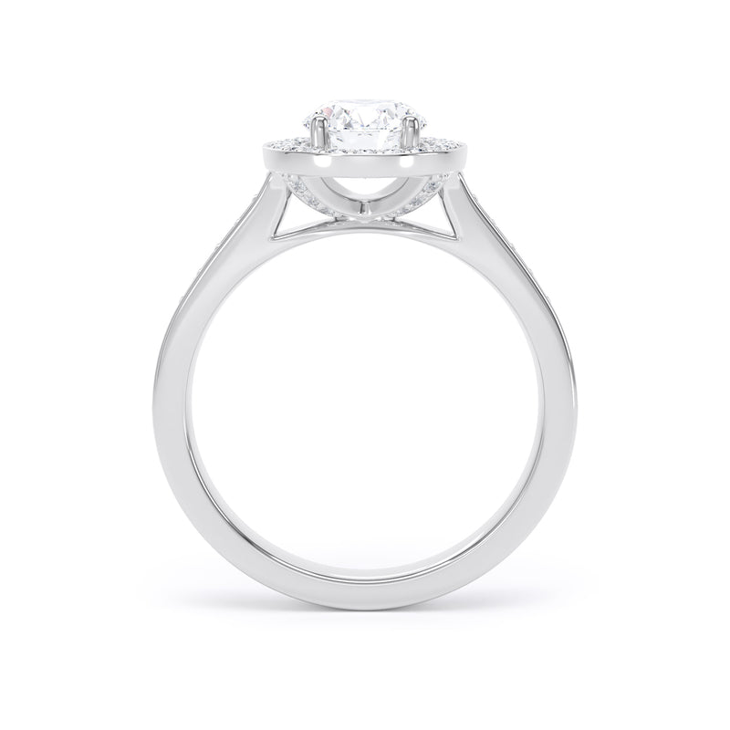 Halo Diamond Shoulder Ring | Platinum, Oval Diamond | OHG01 SMO