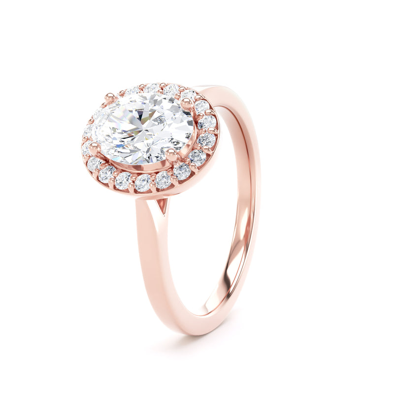Halo Ring | Rose Gold, Oval Diamond | OHP01 SMO