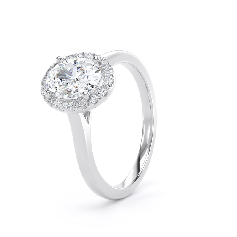 Halo Peekaboo Ring | White Gold, Oval Diamond | OHP02 SMO