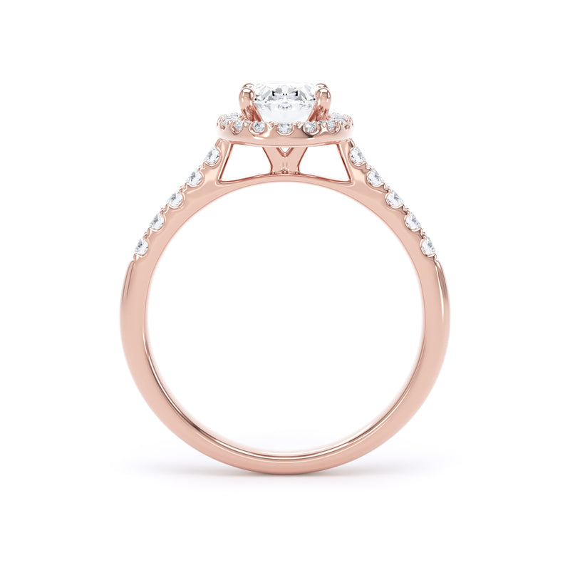 Oval Diamond Rose Gold Ring, Diamond Band Halo | LGO OHS01