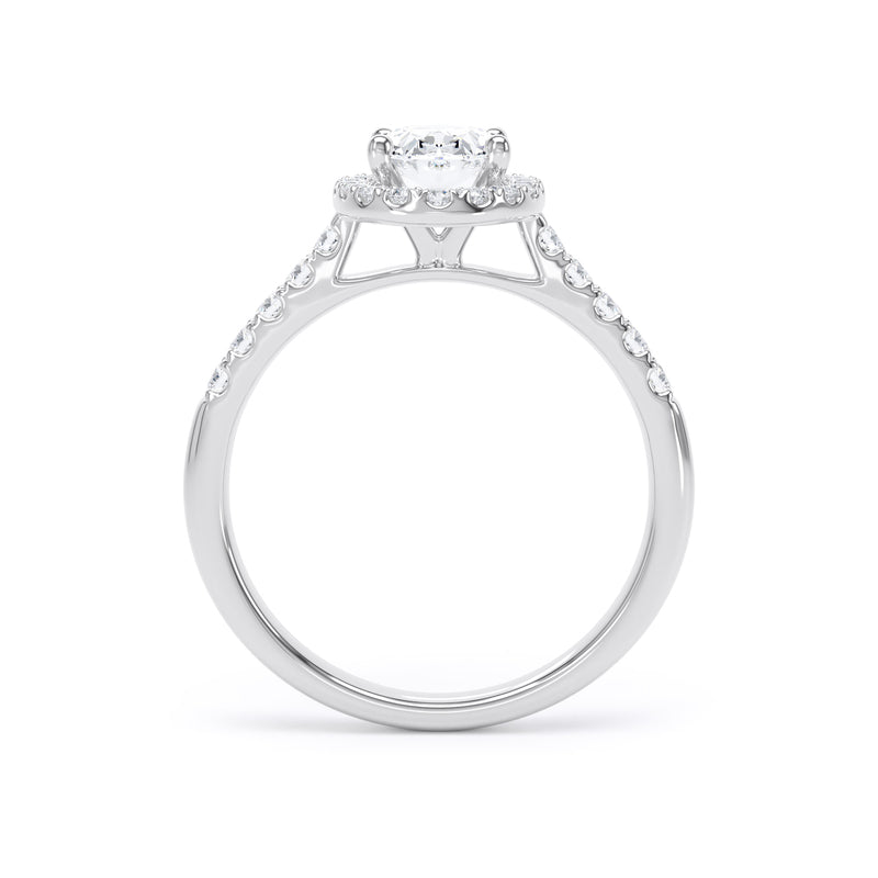 Oval Diamond Platinum Ring, Diamond Band Halo | LGO OHS01