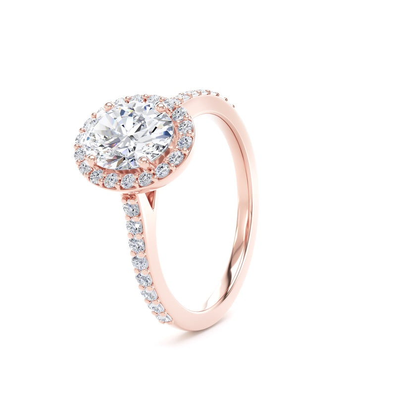 Halo Diamond Shoulder Ring | Rose Gold, Oval Diamond | OHW01 LGO