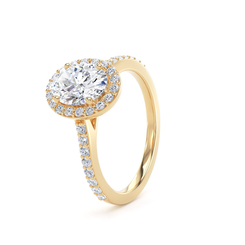Halo Diamond Shoulder Ring | Yellow Gold, Oval Diamond | OHW01 SMO