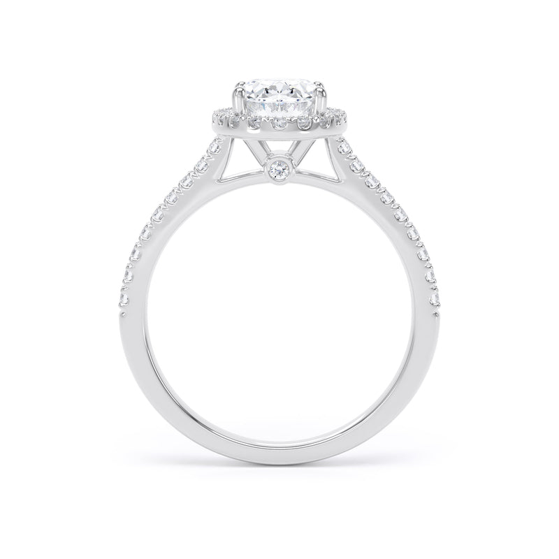 Halo Peekaboo Diamond Shoulder Ring | Platinum, Oval Diamond | OHW03 LGO