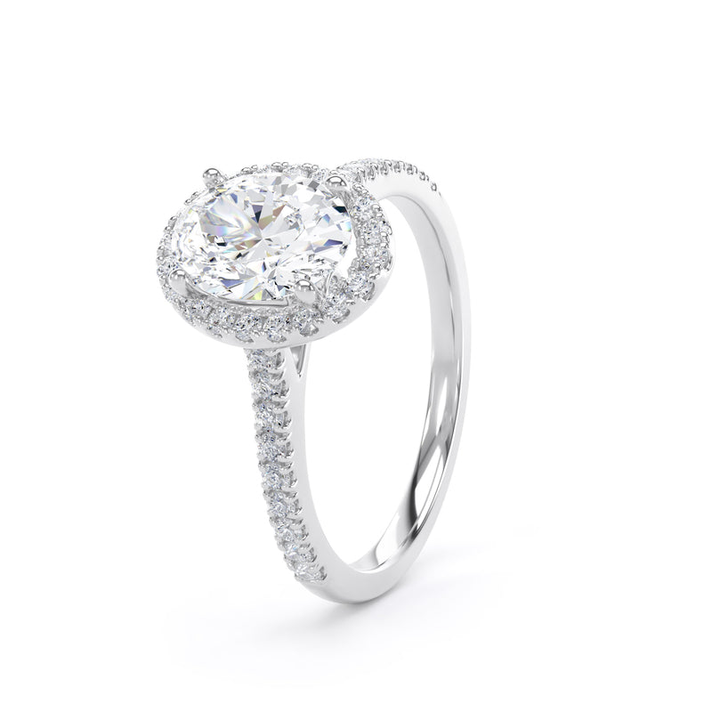 Halo Peekaboo Diamond Shoulder Ring | Platinum, Oval Diamond | OHW03 LGO