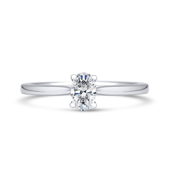 Oval Solitaire White Gold Ring | OPP01 SMO