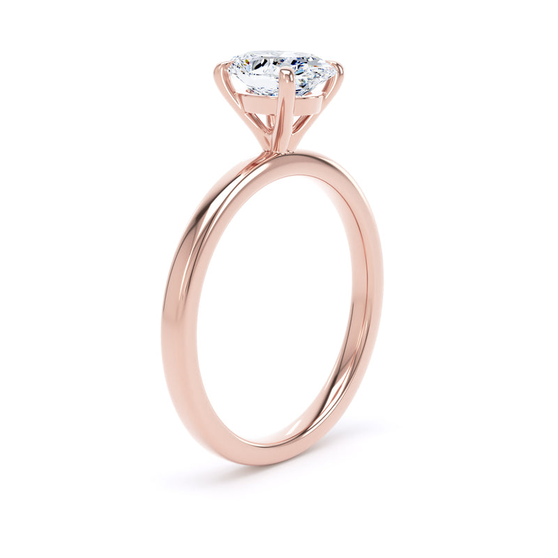Oval Diamond Rose Gold Ring, Floating Head Solitaire | LGO OPP03