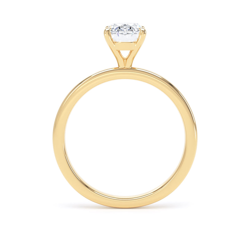 Oval Diamond Yellow Gold Ring, Floating Head Solitaire | LGO OPP03