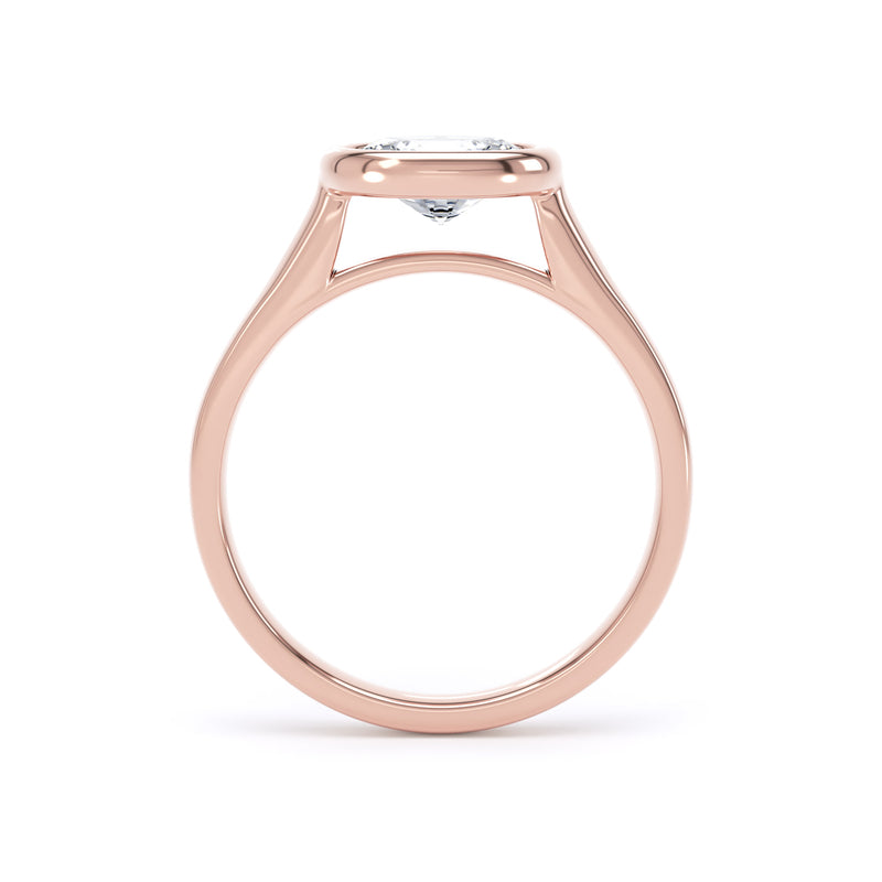 Oval Diamond Rose Gold Ring, Landscape Bezel Solitaire | LGO OPP05