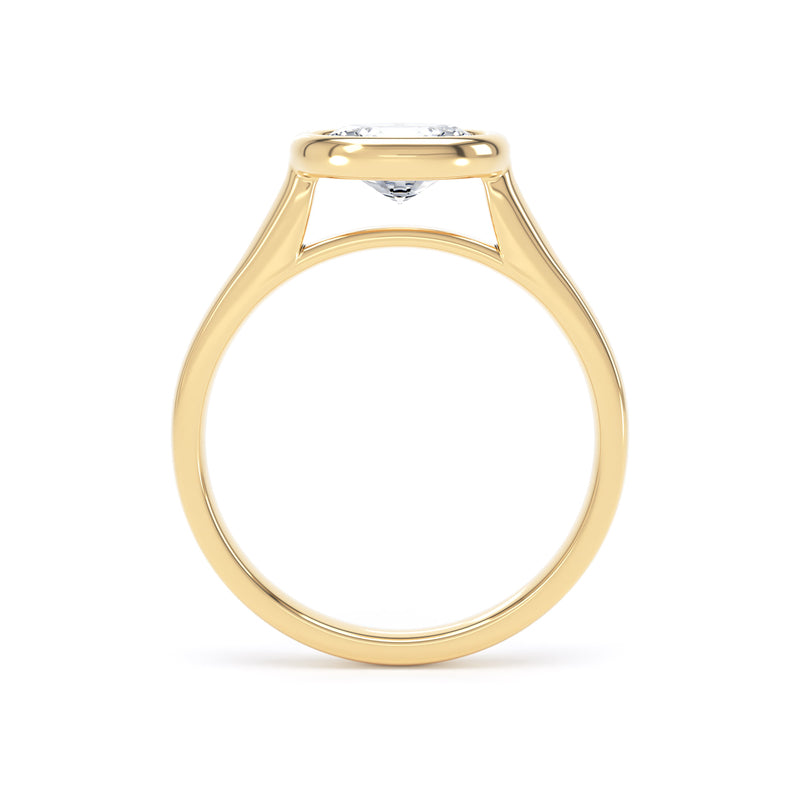 Oval Diamond Yellow Gold Ring, Landscape Bezel Solitaire | SMO OPP05