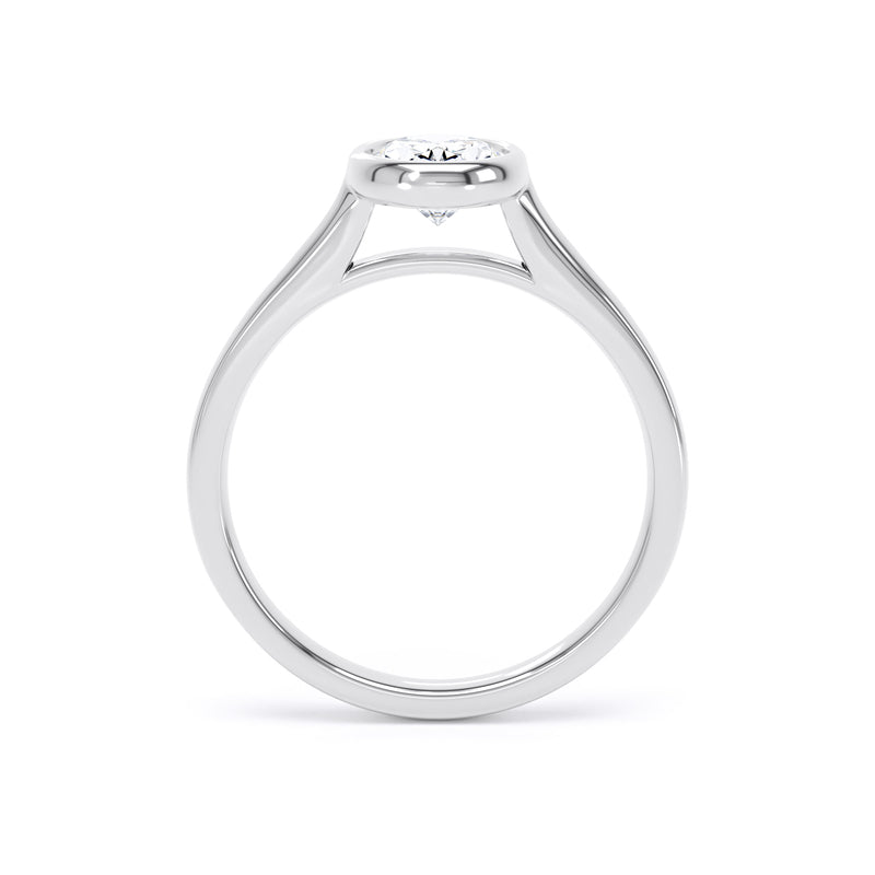Oval Diamond White Gold Ring, Bezel Solitaire | SMO OPP06