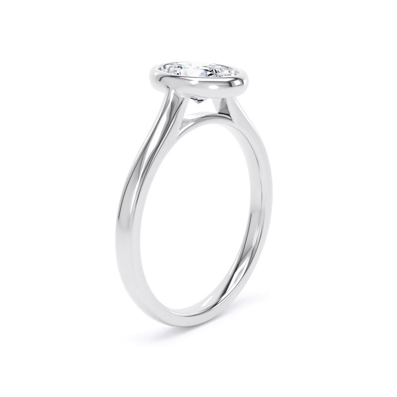 Oval Diamond White Gold Ring, Bezel Solitaire | SMO OPP06