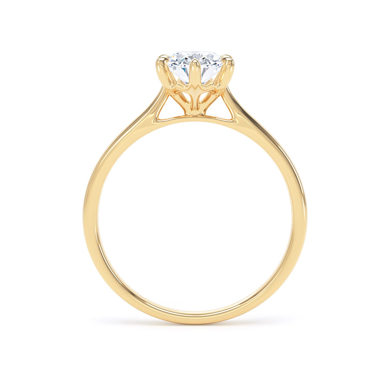 Oval Diamond Yellow Gold Ring, 6 Claw Solitaire | LGO OPP11