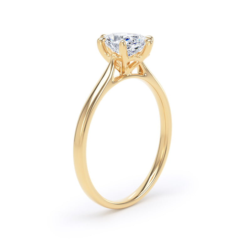 Oval Diamond Yellow Gold Ring, 6 Claw Solitaire | LGO OPP11