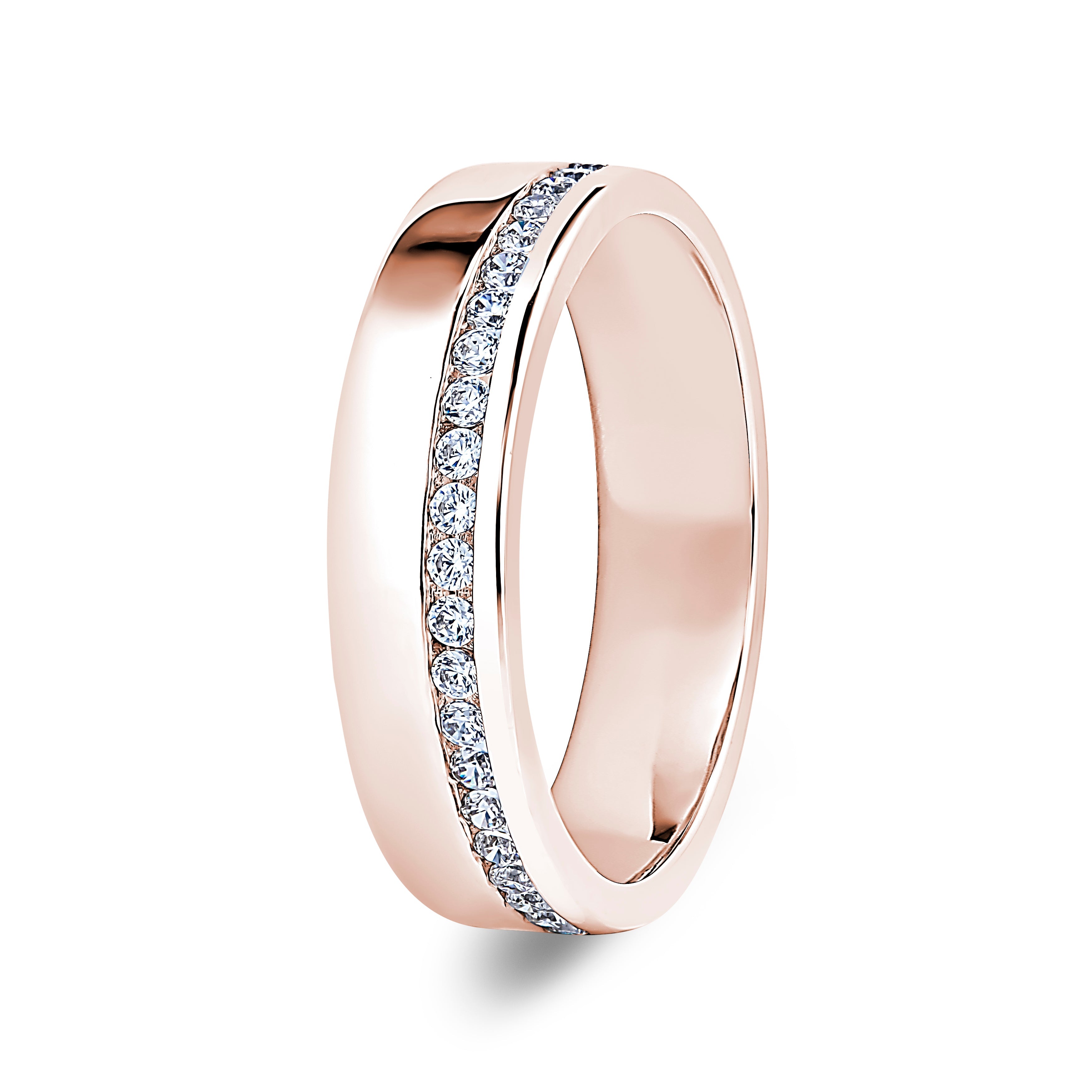 Round, Offset Channel, Rose Gold Half Set Eternity Ring