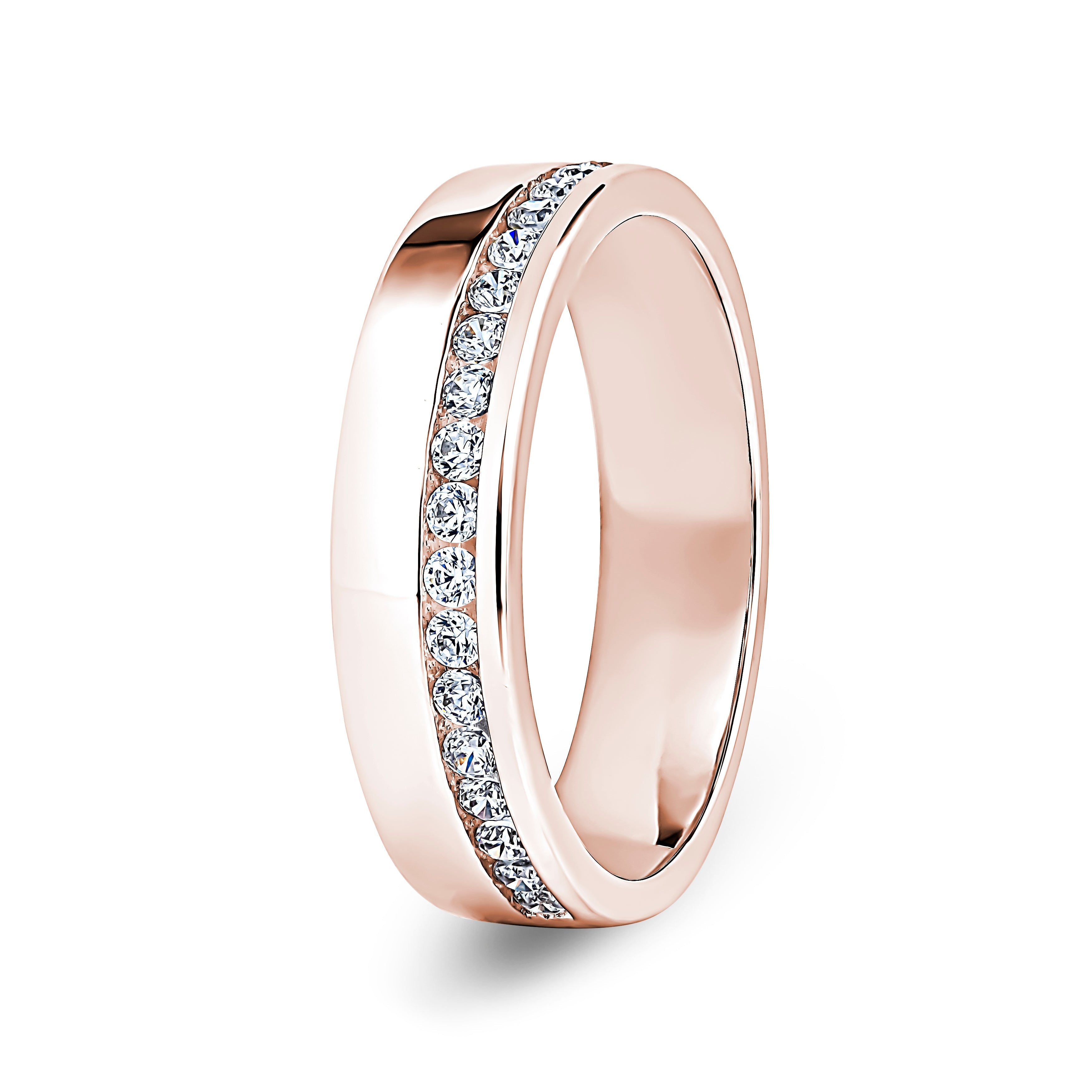 Round, Offset Channel, Rose Gold Half Set Eternity Ring