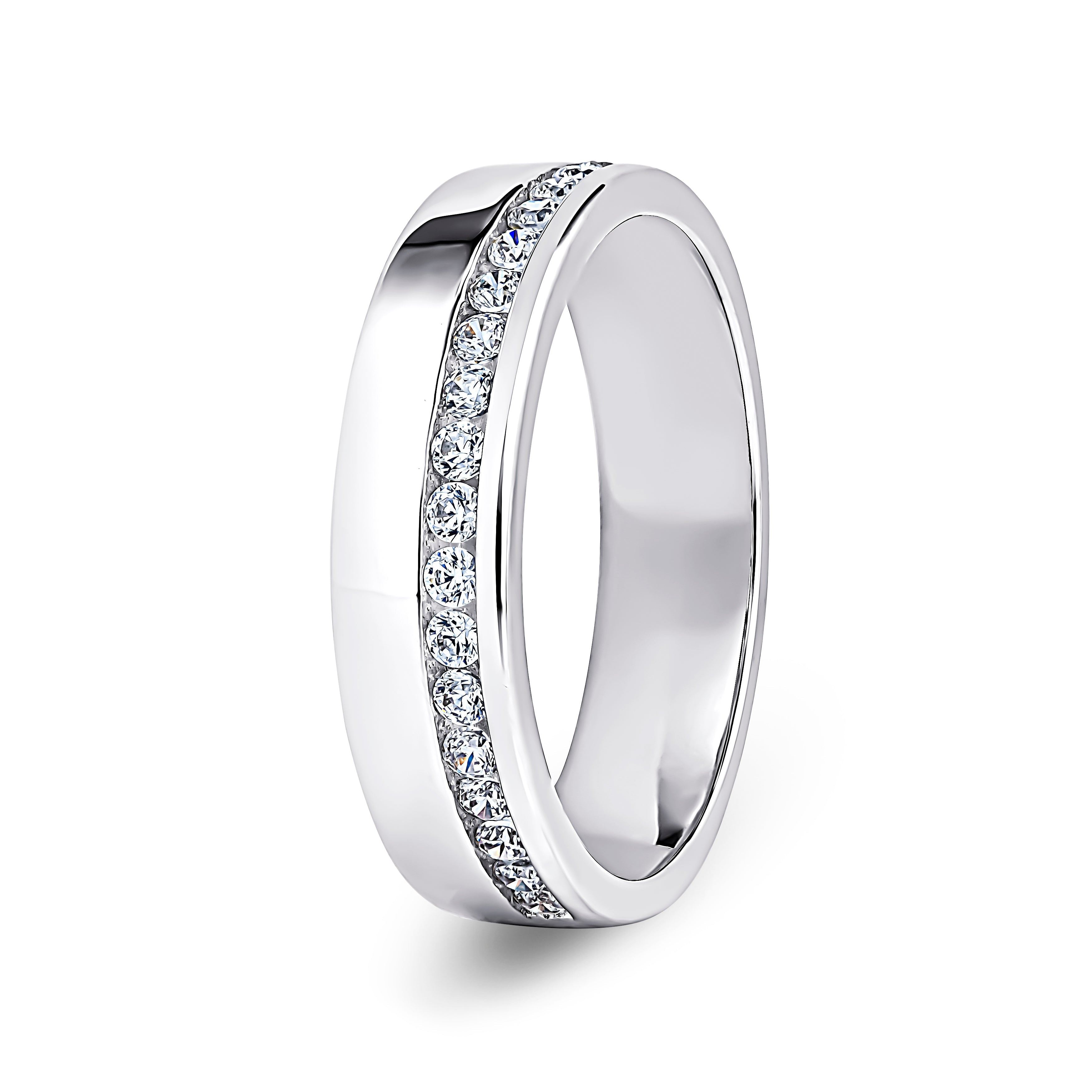 Round, Offset Channel, Platinum Half Set Eternity Ring