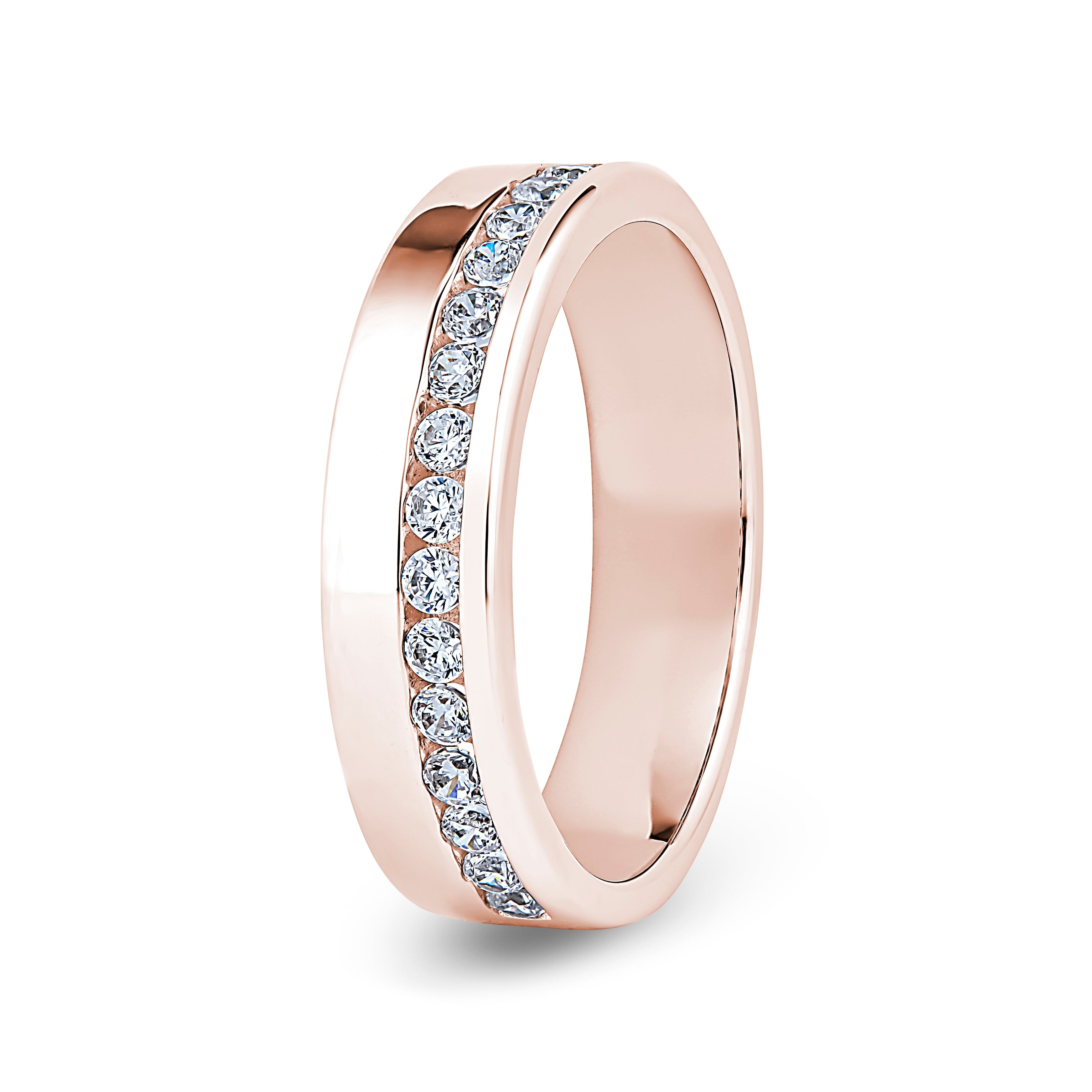 Round, Offset Channel, Rose Gold Half Set Eternity Ring