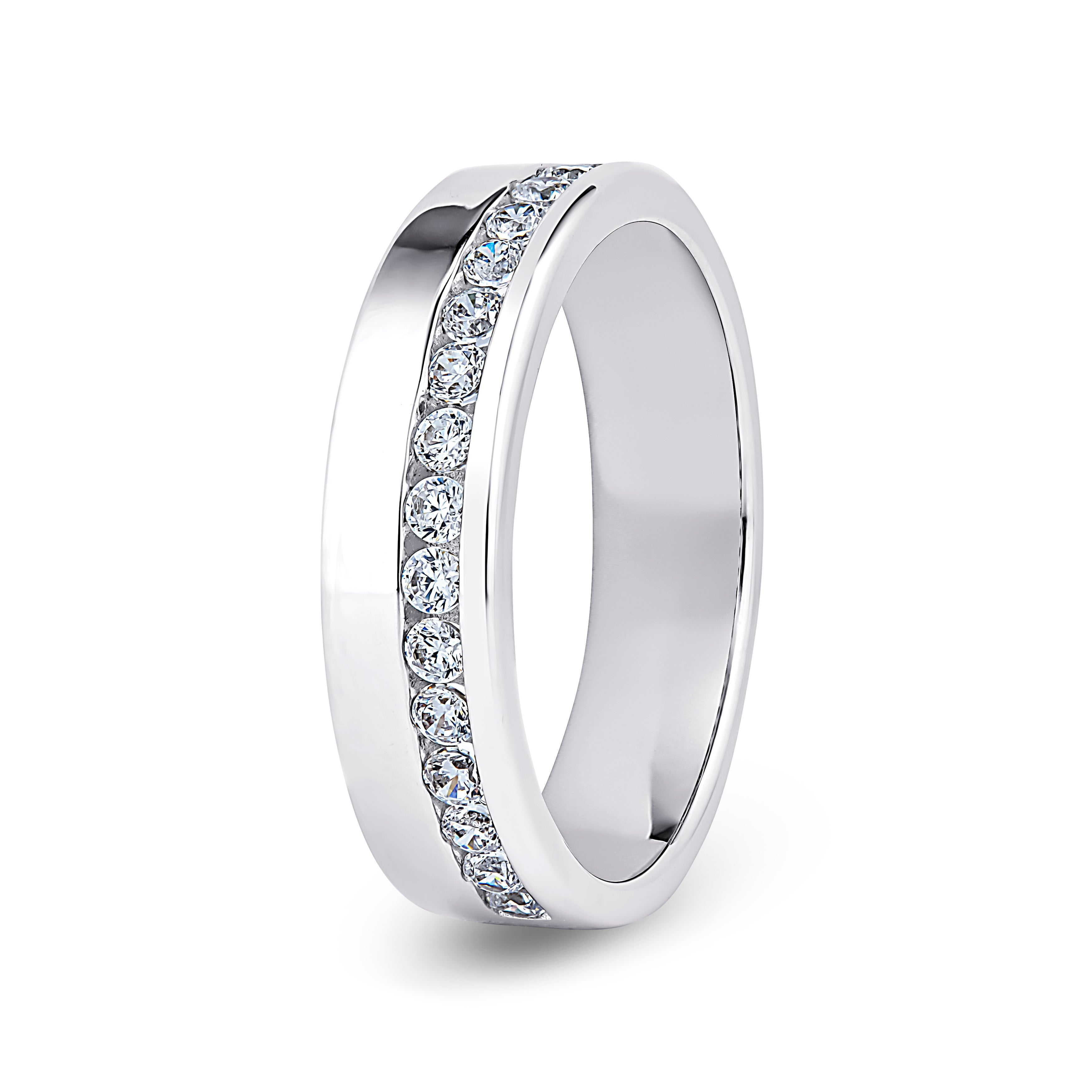 Round, Offset Channel, Platinum Half Set Eternity Ring