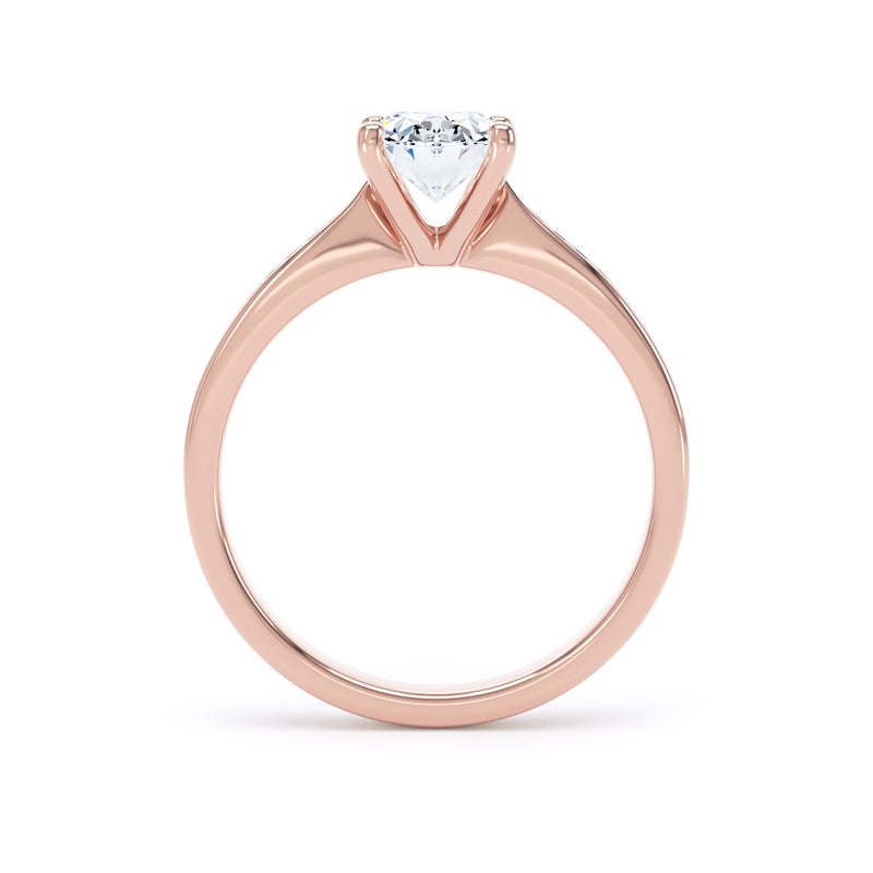 Oval Shoulder Set Rose Gold Ring, Channel Set Pinched | SMO OSC01