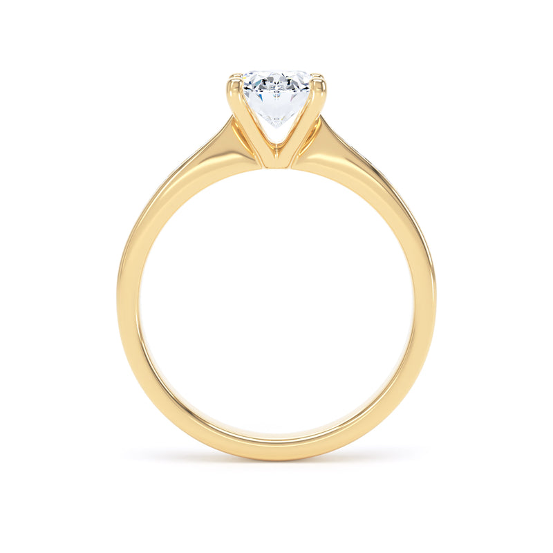 Oval Shoulder Set Yellow Gold Ring, Channel Set Pinched | SMO OSC01