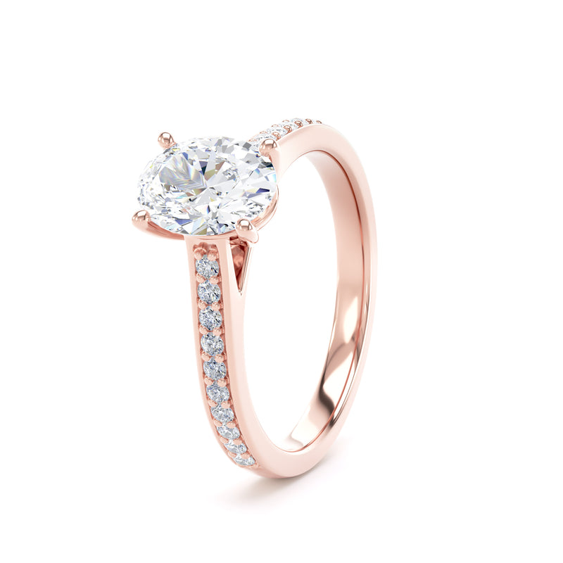 Oval Shoulder Set Rose Gold Ring | OSG01 LGO