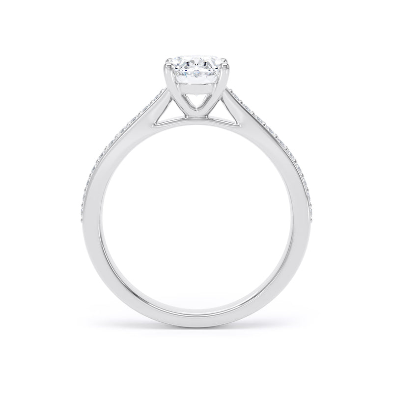 Oval Diamond Engagement Ring, Grain Shoulder Set | OSG01
