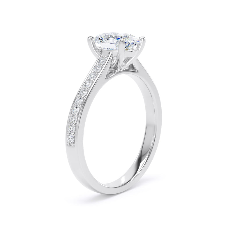 Oval Shoulder Set White Gold Ring | OSG01 SMO