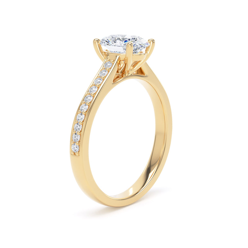 Oval Shoulder Set Yellow Gold Ring | OSG01 SMO