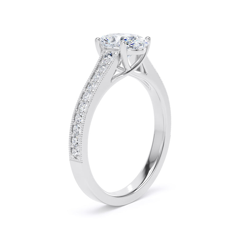 Oval Shoulder Set Platinum Ring, Tapered | OSM01 SMO