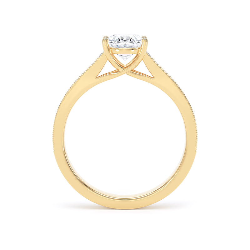 Oval Shoulder Set Yellow Gold Ring, Tapered | OSM01 LGO