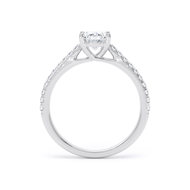 Oval Diamond Platinum Ring, Shoulder Set Crossover Head | SMO OSP01