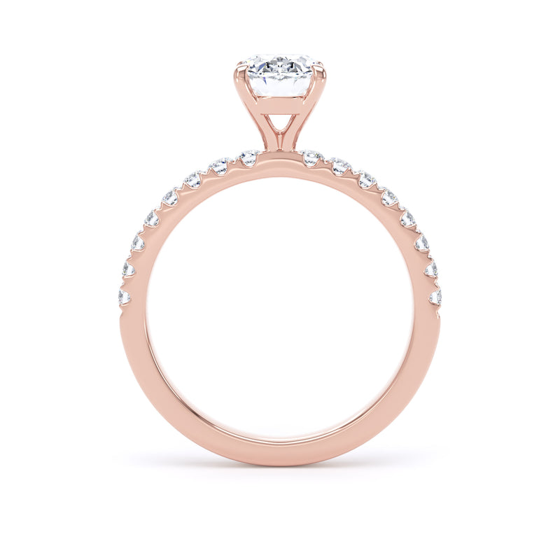 Oval Diamond Rose Gold Ring, Shoulder Set Floating Head | SMO OSP02
