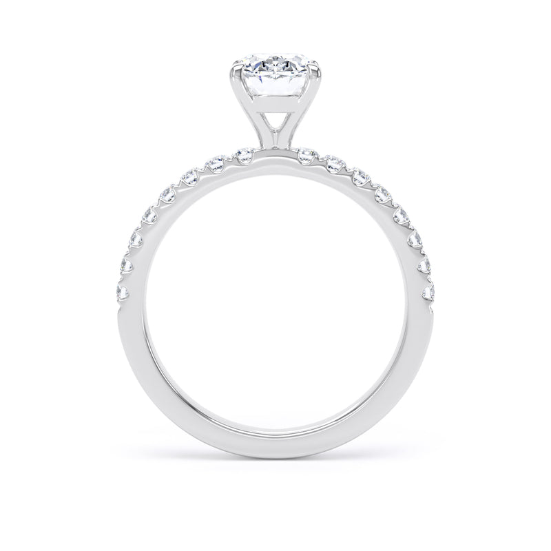 Oval Diamond Platinum Ring, Shoulder Set Floating Head | SMO OSP02