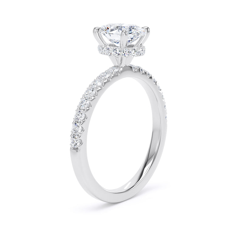 Oval Diamond Platinum Ring, Diamond Band Hidden Halo | LGO OSS02
