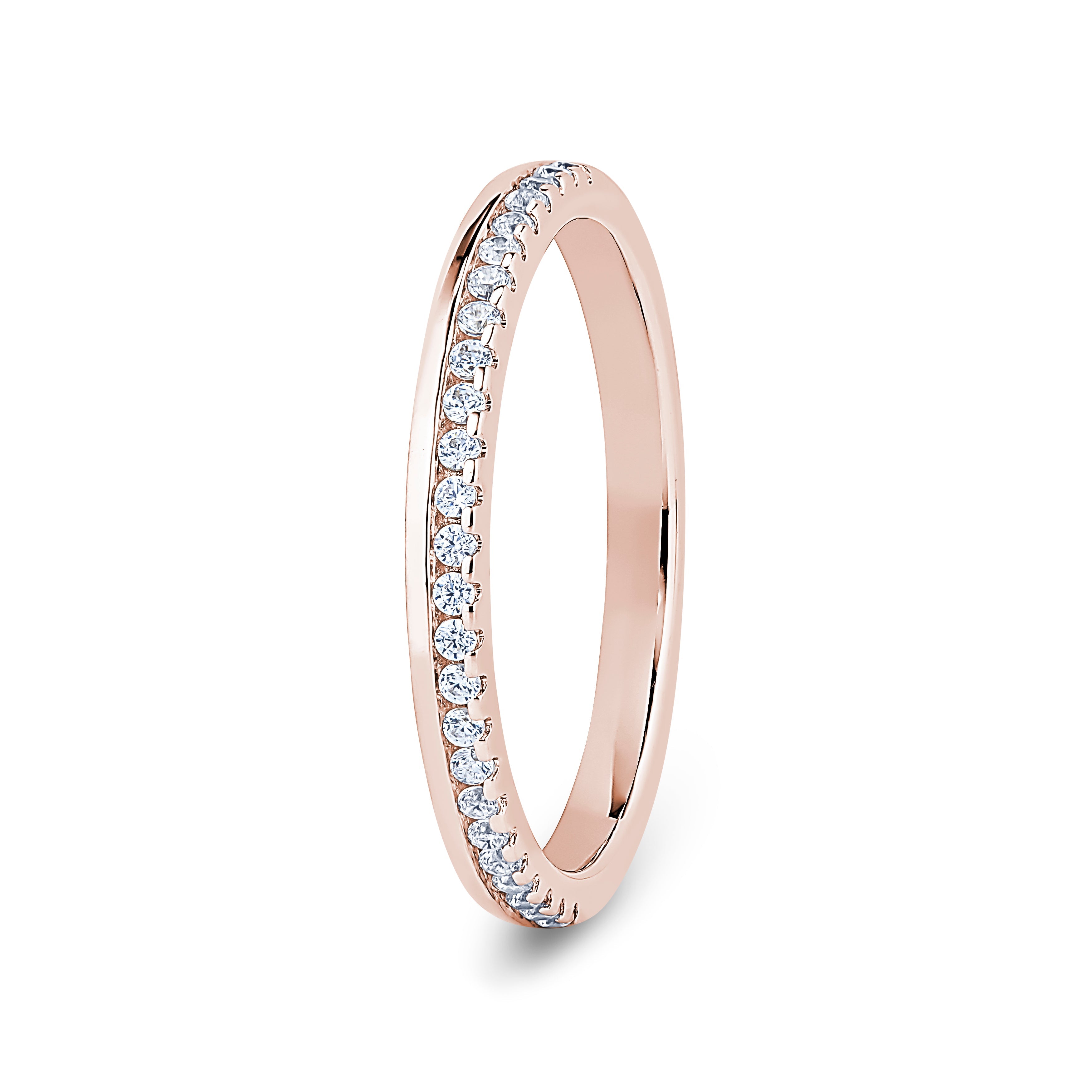 Round, Offset Claw, Rose Gold Half Set Eternity Ring